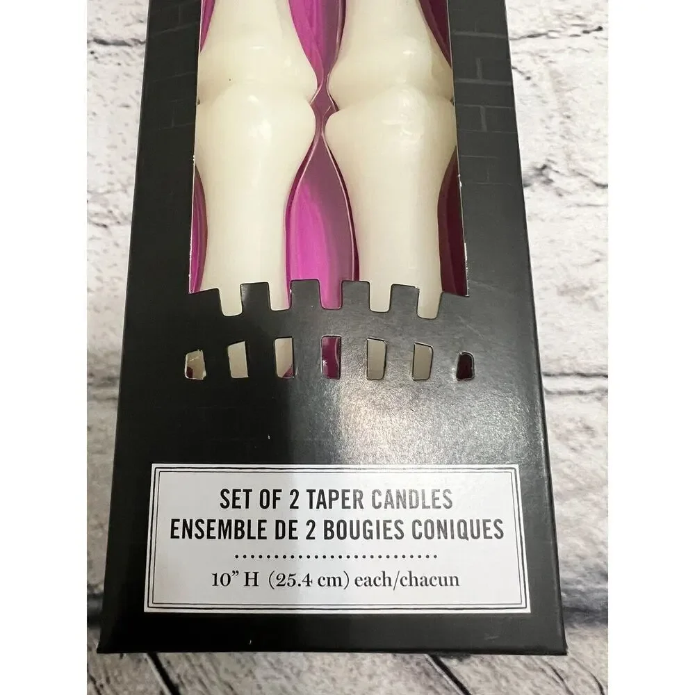 Martha Stewart Halloween Skeleton bones 10 inch white‎ taper candles - NIP